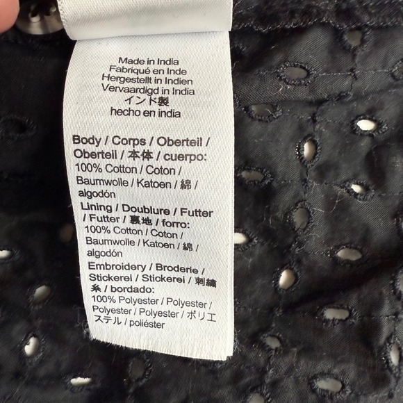 J. Crew Eyelet Ruffle Wrap Top Black Short Sleeve Blouse Size Medium - Picture 6 of 9